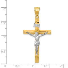14k Two-tone INRI Hollow Crucifix Pendant - 6