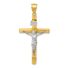 14k Two-tone INRI Hollow Crucifix Pendant - 6