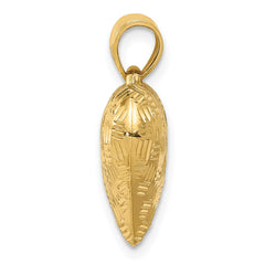 14K Polished Basket Weave Pattern 3-D Heart Pendant - 2