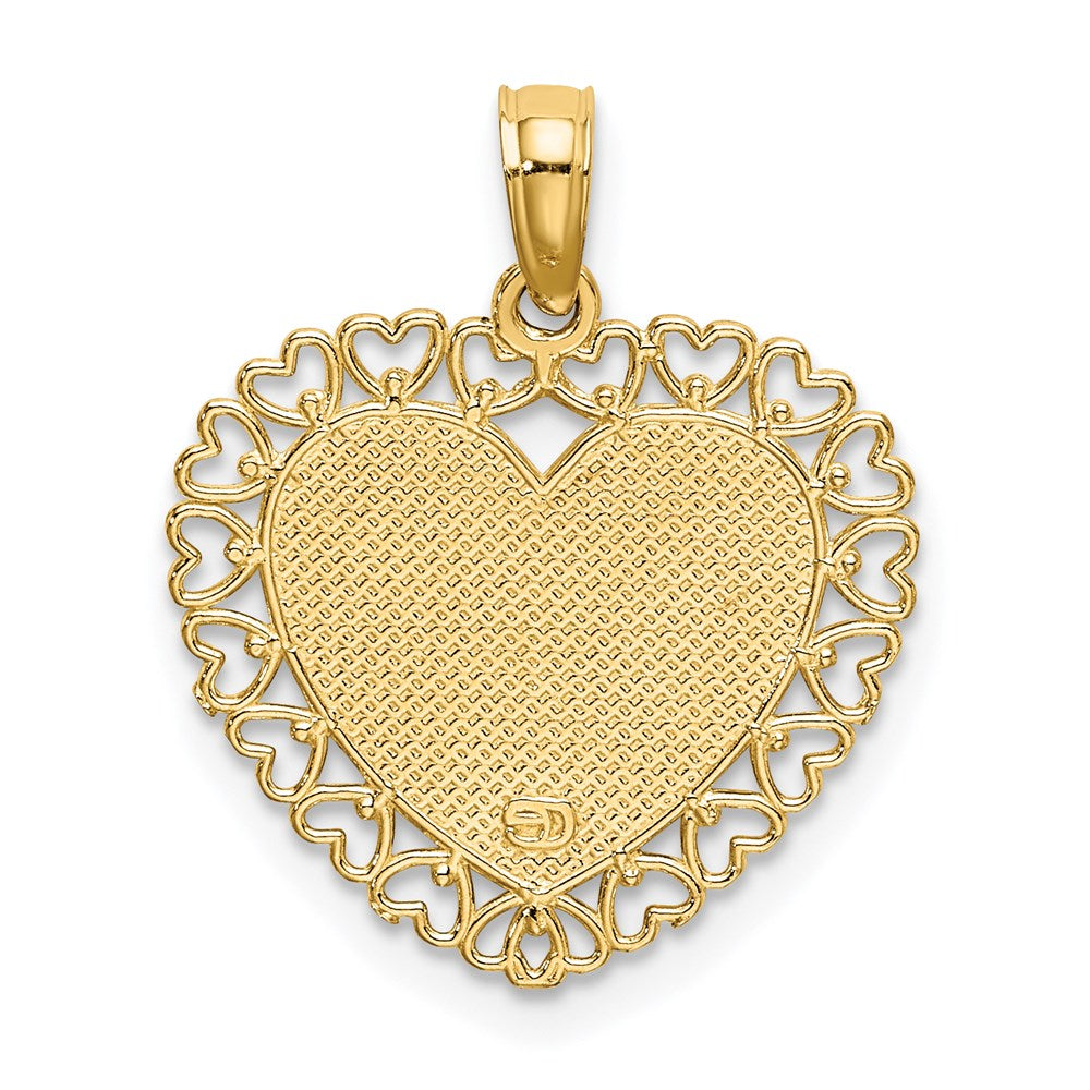 14K Gold Polished DADDYS LITTLE GIRL Textured Heart Charm