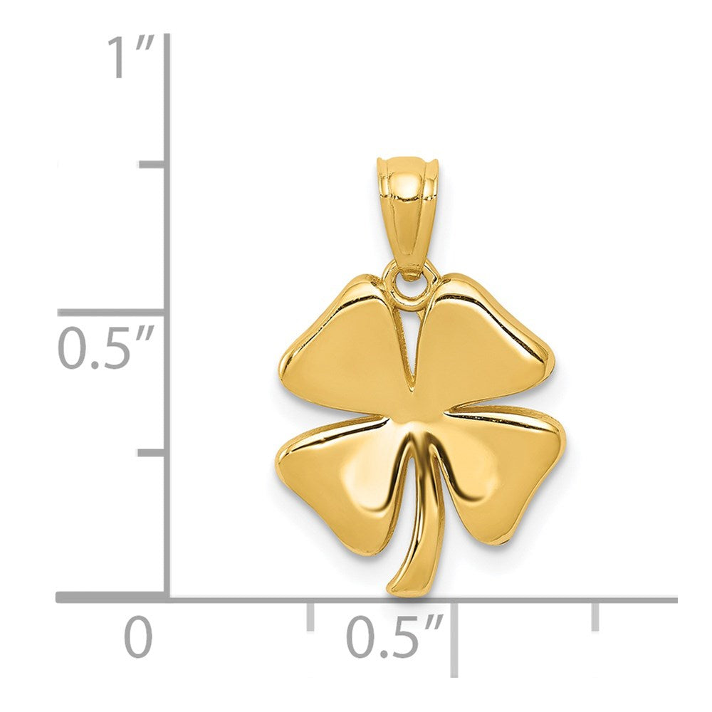 14k Gold Polished 4 Leaf Clover Pendant