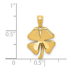 14k Gold Polished 4 Leaf Clover Pendant