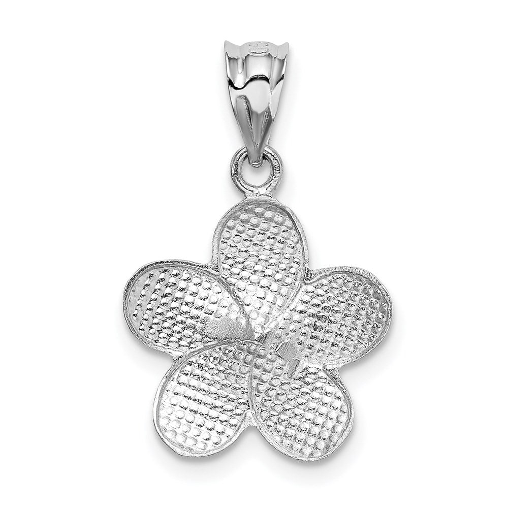 14k Yellow Gold Dipped in White Rhodium Satin D/C Plumeria Charm