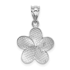 14k Yellow Gold Dipped in White Rhodium Satin D/C Plumeria Charm