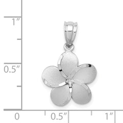 14k Yellow Gold Dipped in White Rhodium Satin D/C Plumeria Charm