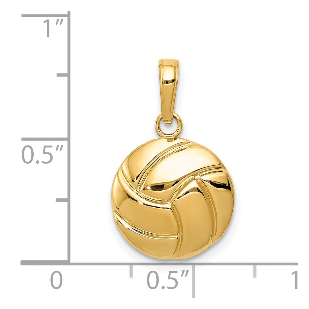 14K Gold Polished Volleyball Pendant