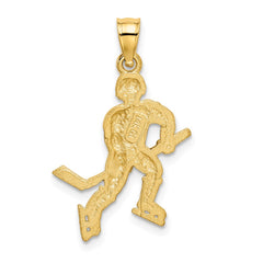 14K Satin D/C Hockey Player Pendant