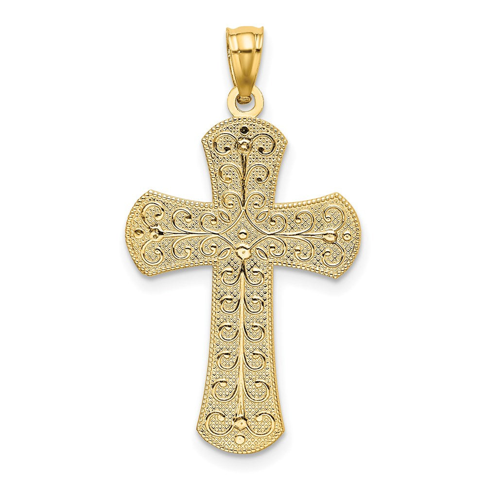 14K Two-tone Polished 2 Level Cross Pendant