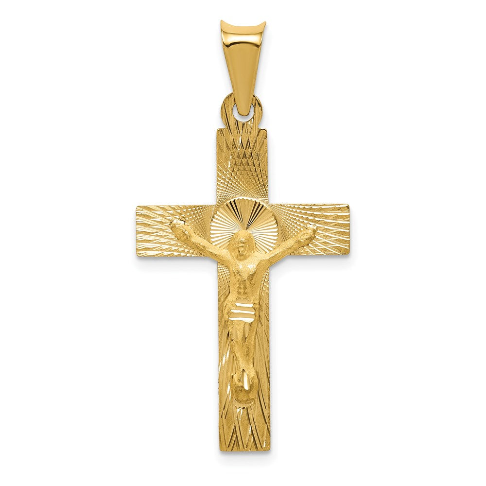 14k Polished Satin and D/C Crucifix Pendant - 10