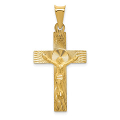 14k Polished Satin and D/C Crucifix Pendant - 10