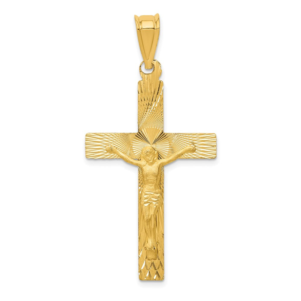 14k Polished Satin and D/C Crucifix Pendant - 2