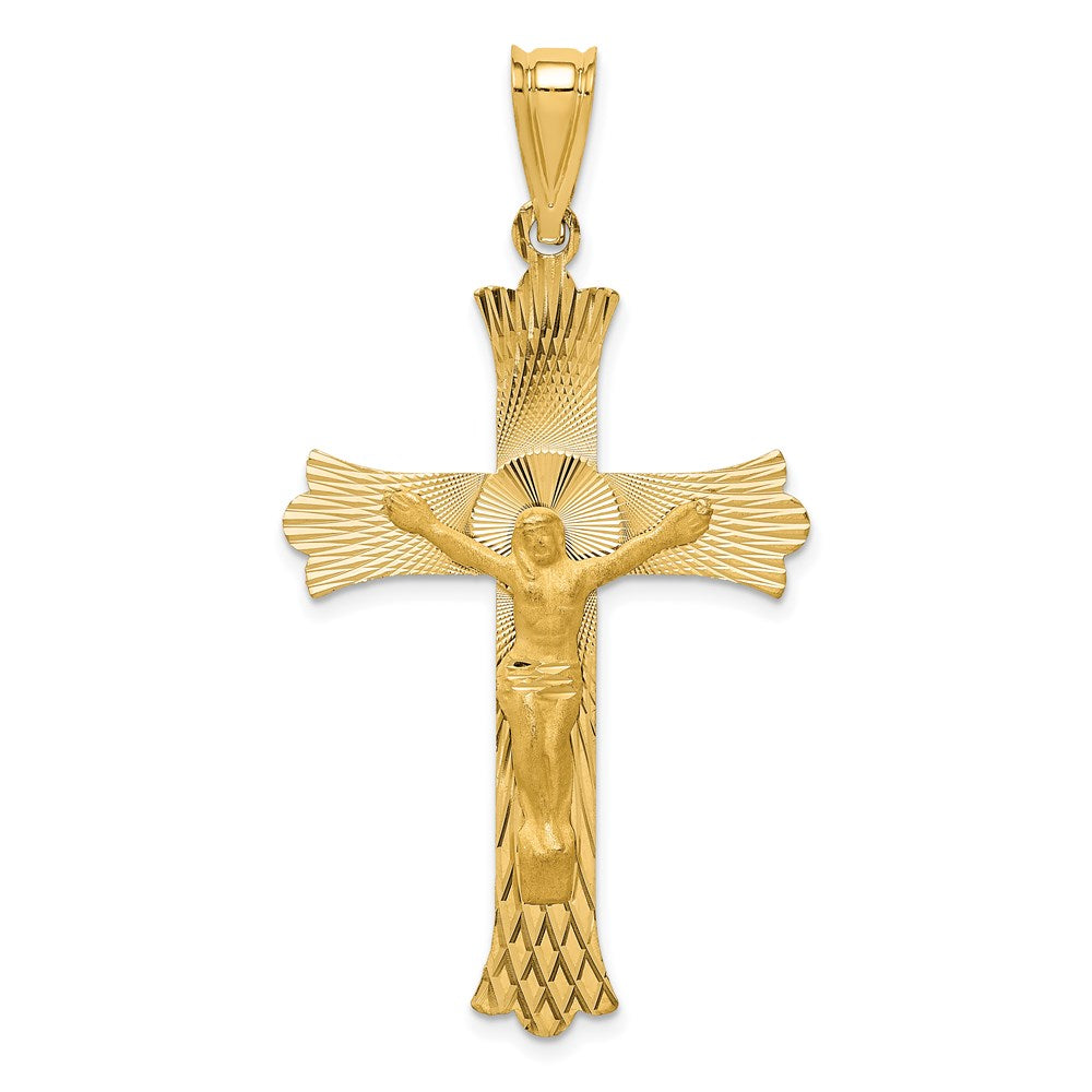 14k Polished Satin and D/C Crucifix Pendant - 8