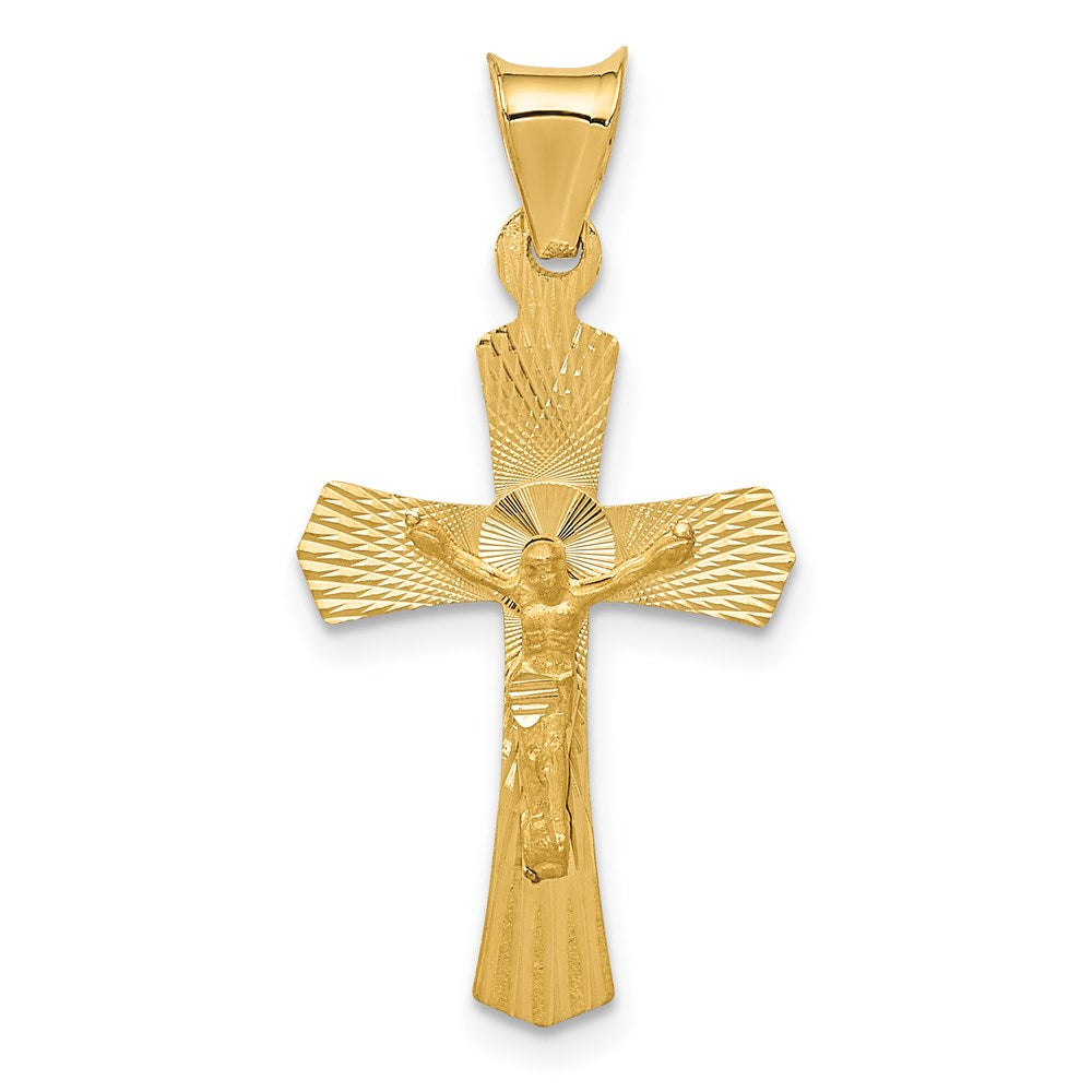 14k Polished Satin and D/C Crucifix Pendant - 9