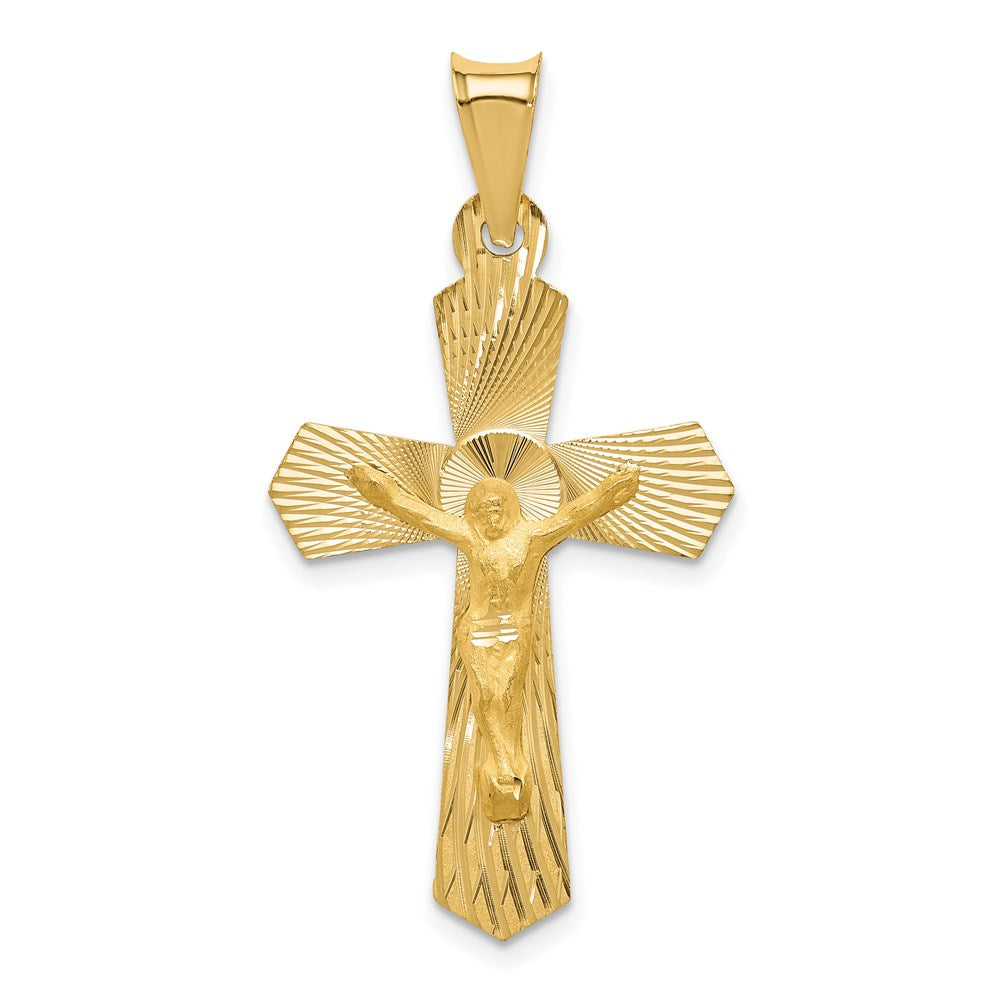 14k Polished Satin and D/C Crucifix Pendant - 5