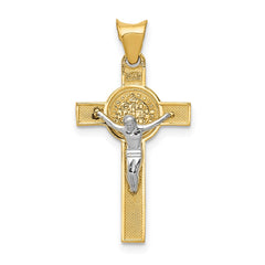 14k Two-Tone St. Benedict Medal Crucifix Cross Pendant - 2
