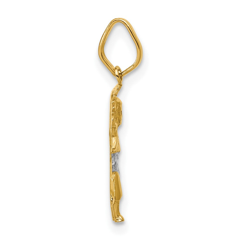 14k with Rhodium D/C Polished Baby Jesus Pendant