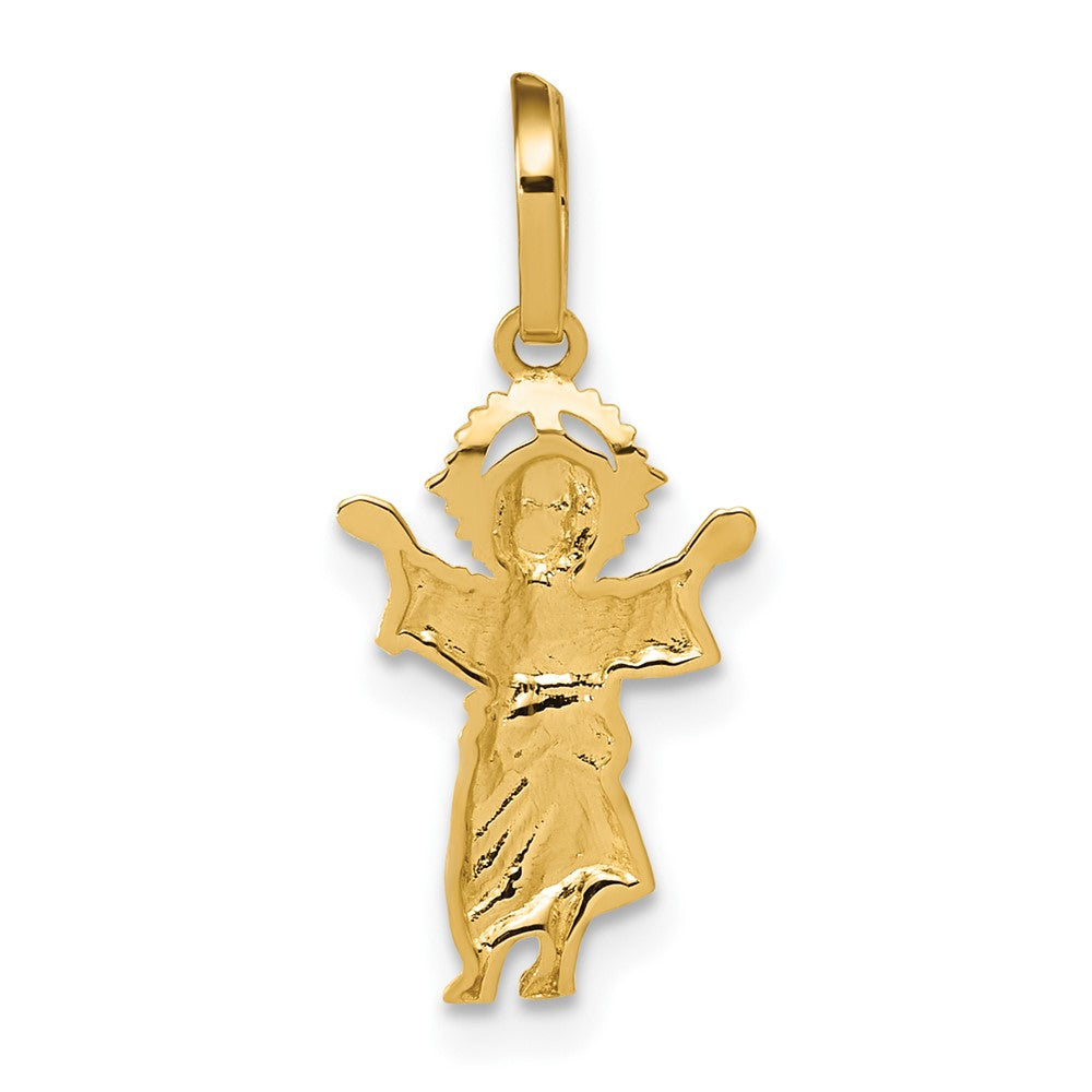 14k with Rhodium D/C Polished Baby Jesus Pendant