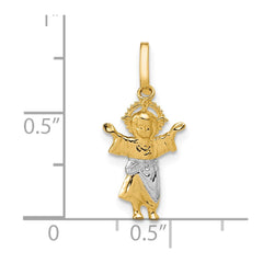 14k with Rhodium D/C Polished Baby Jesus Pendant