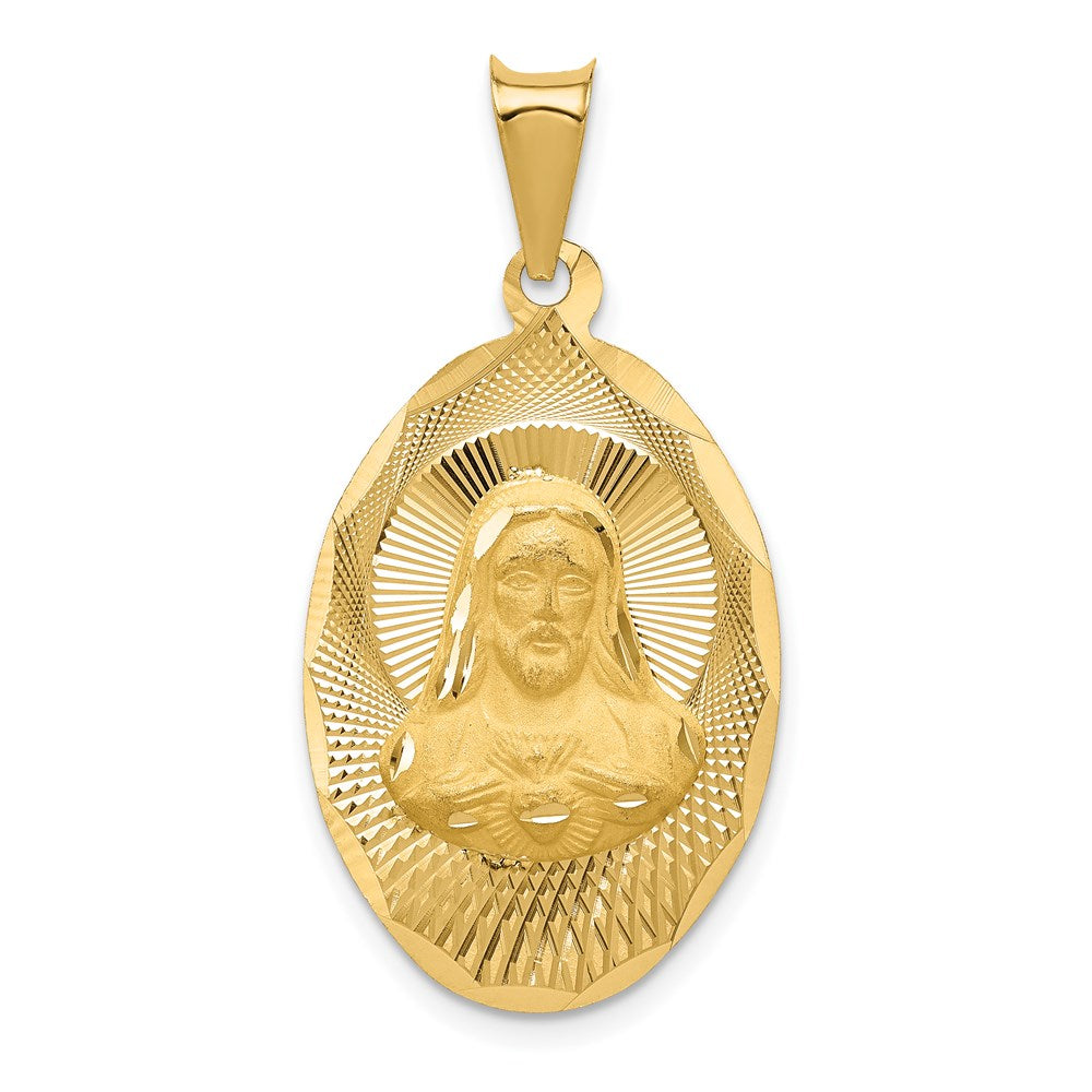 14K Polished D/C Sagrado Corazon Oval Pendant - 4