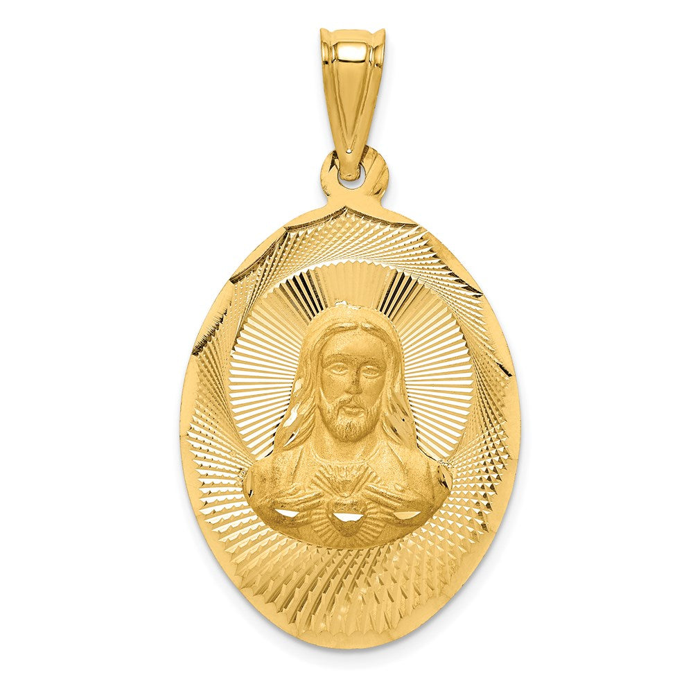 14K Polished D/C Sagrado Corazon Oval Pendant - 5