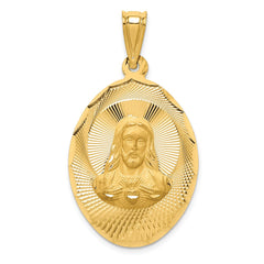 14K Polished D/C Sagrado Corazon Oval Pendant - 5
