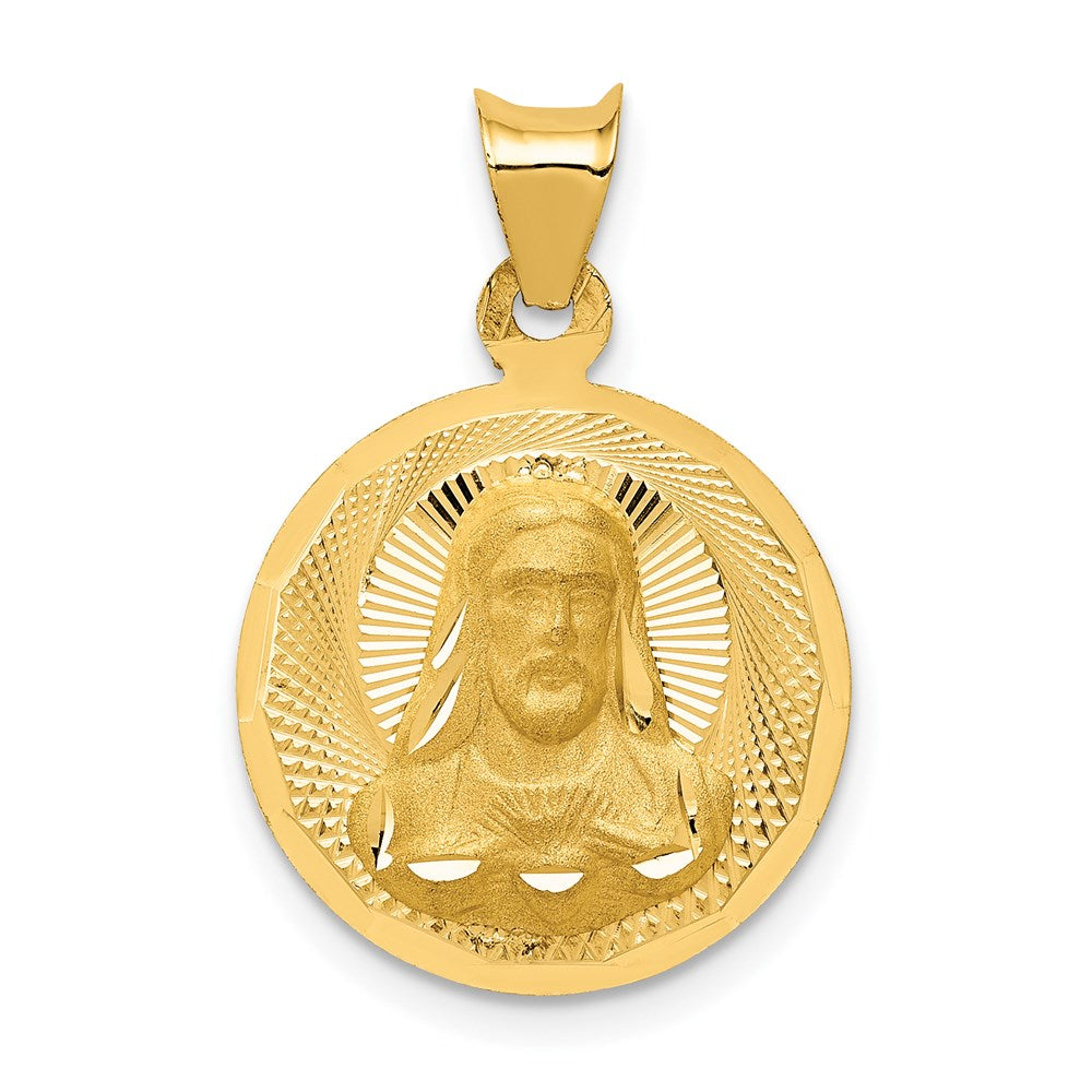 14K Polished D/C Sagrado Corazon Circle Pendant - 3