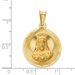 14K Polished D/C Sagrado Corazon Circle Pendant - 5