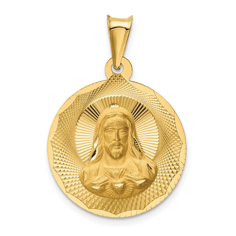 14K Polished D/C Sagrado Corazon Circle Pendant - 5