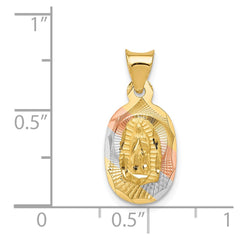14K w/Rhodium D/C Lady Of Guadalupe Oval Pendant - 5