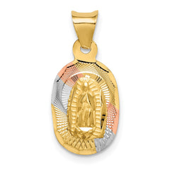 14K w/Rhodium D/C Lady Of Guadalupe Oval Pendant - 5