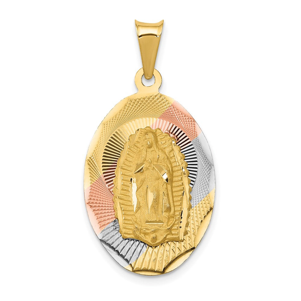 14K w/Rhodium D/C Lady Of Guadalupe Oval Pendant - 3