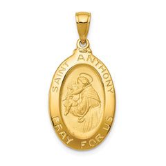 14k Saint Anthony Oval Medal Hollow Pendant