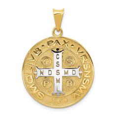 14k With Rhodium Circle St. Benedict Medal Pendant - 3