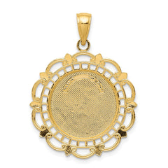 14K Gold Polished / Satin Saint Michael Medal Pendant