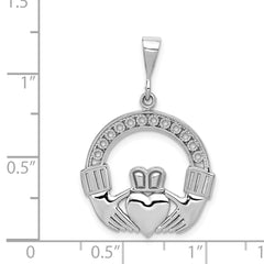 14k White Gold Claddagh Pendant