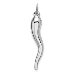14k White Gold 3D Italian Horn Charm - 2