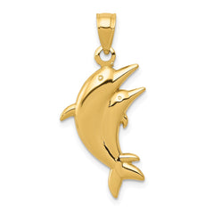 14k Dolphin Pair Pendant - 2