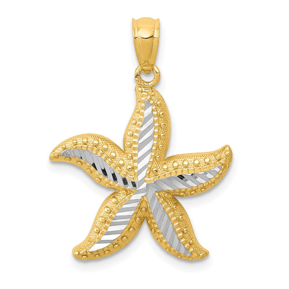 14k with White Rhodium Diamond-cut Starfish Pendant - 2