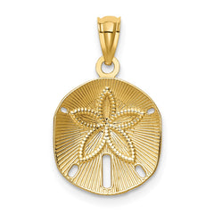 14k Satin Diamond-cut Sand Dollar Pendant - 2