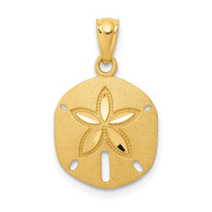 14k Satin Diamond-cut Sand Dollar Pendant - 2