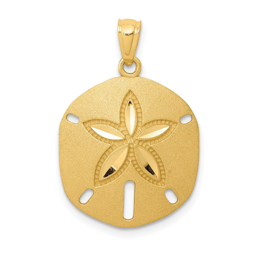 14k Satin Diamond-cut Sand Dollar Pendant - 3