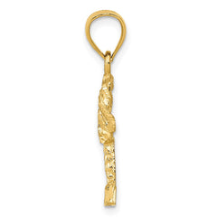 14k Polished Diamond-cut Palm Tree Pendant