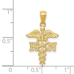 14k Diamond-cut Polished RN Nurse Pendant