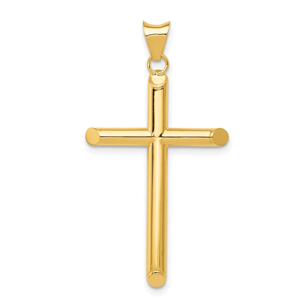 14k Polished Tube Cross Pendant - 8