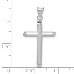 14k White Gold Polished Tube Cross Pendant - 4