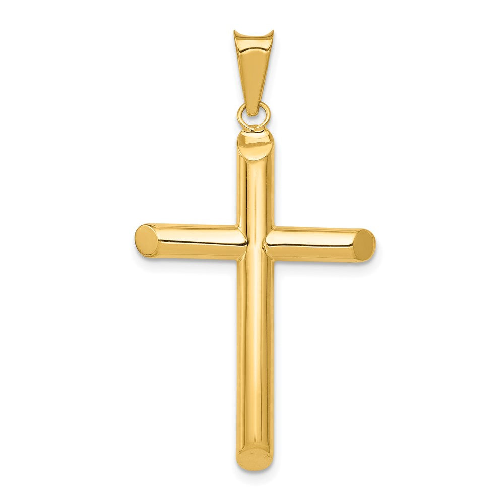 14k Polished Tube Cross Pendant - 9