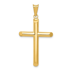 14k Polished Tube Cross Pendant - 9