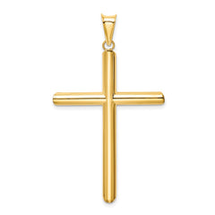 14k Polished Tube Cross Pendant - 10