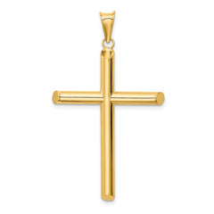 14k Polished Tube Cross Pendant - 10
