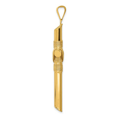 14K Polished w/Center Wrap Tube Cross Pendant - 2